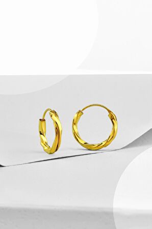 Gümüş  Burgu Halka Model Gold Renkli  Küpe